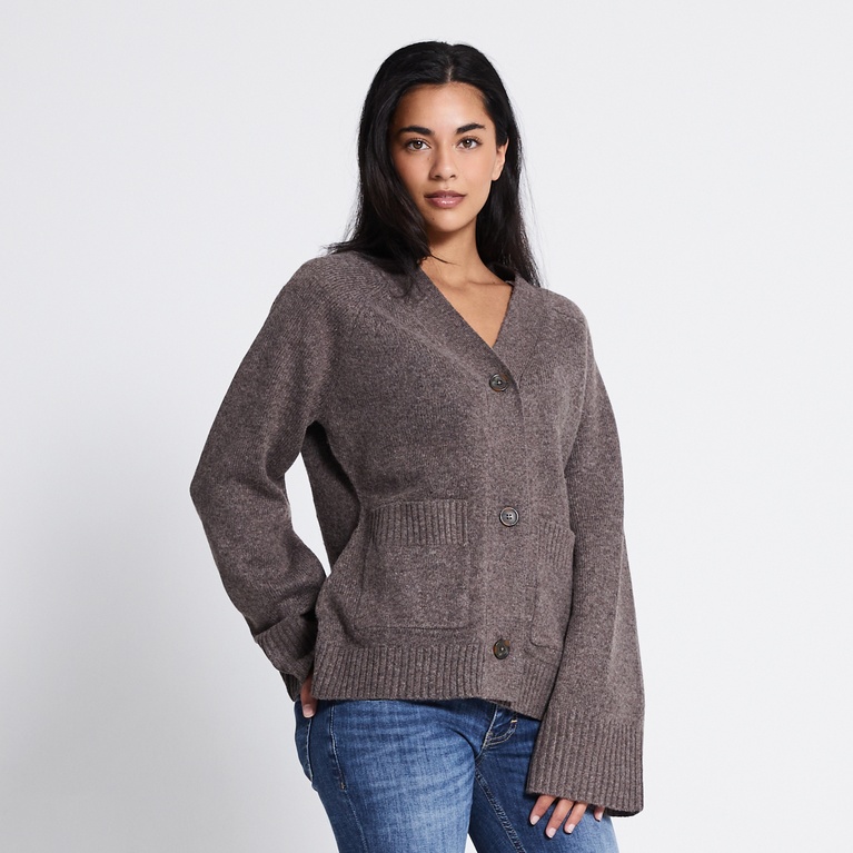 Fitted cardigan "Sabrina" Brown melange